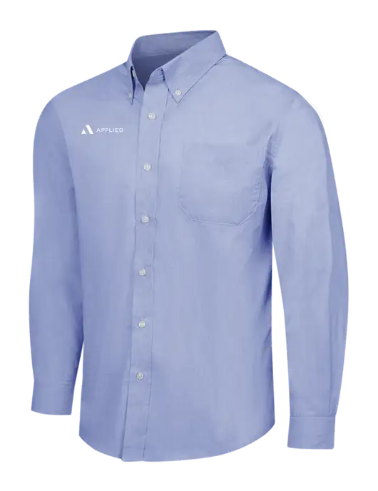 Light Slate Blue Crosshatch Easy Care Shirt w/Applied Logo