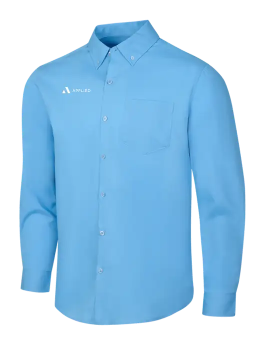 Carolina Blue Long Sleeve Carefree Poplin Shirt w/Applied Logo