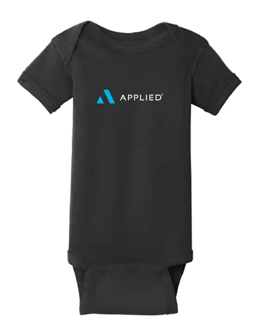 Rabbit Skins Black Infant Short Sleeve Baby Rib Bodysuit w/Applied Logo