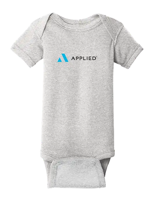 Rabbit Skins Light Grey Heather Infant Short Sleeve Baby Rib Bodysuit w/Applied Logo