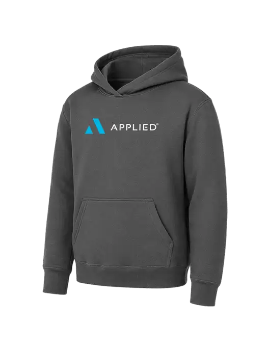 Youth Charcoal 7.8 oz Pullover Hooded Sweatshirt w/Applied Logo
