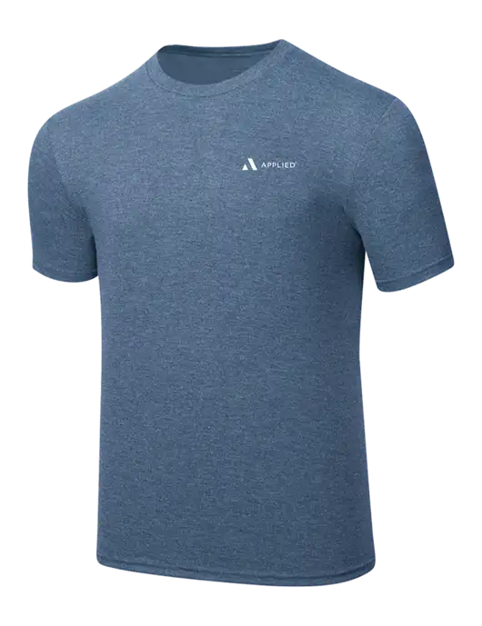 Simply Soft Light Slate Blue Heathered 4.5oz  Poly/Combed Ring Spun Cotton T-Shirt w/Applied Logo