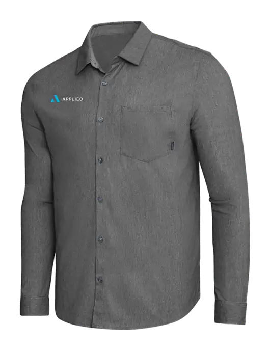 OGIO Dark Grey Heather Extend Long Sleeve Button Up Shirt w/Applied Logo