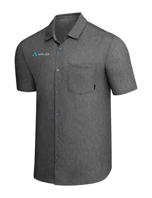 OGIO Dark Grey Heather Extend Short Sleeve Button Up Shirt w/Applied Logo