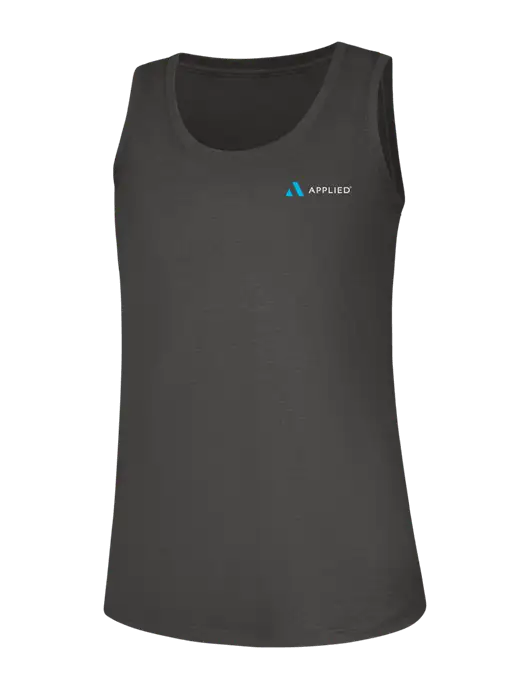 Womens Dark Grey Heather Perfect Tri Racerback Tank w/Applied Logo