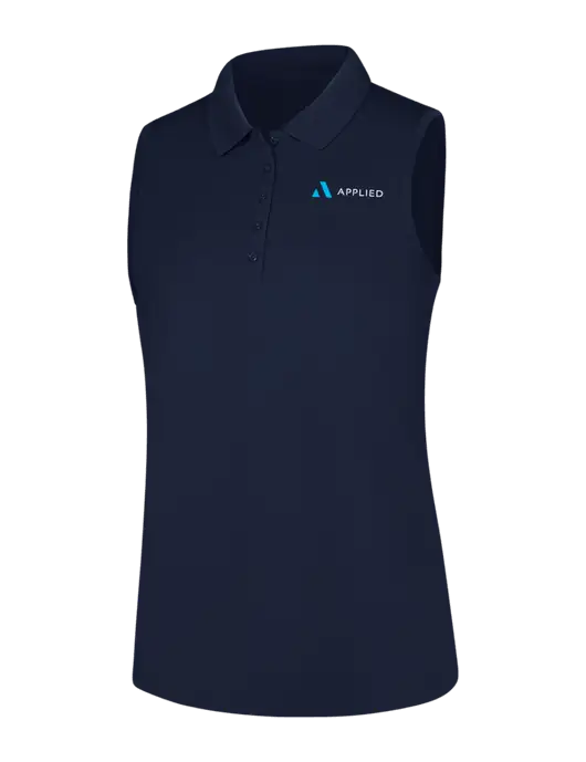 Womens Navy Dry Zone UV Micro-Mesh Sleeveless Polo w/Applied Logo
