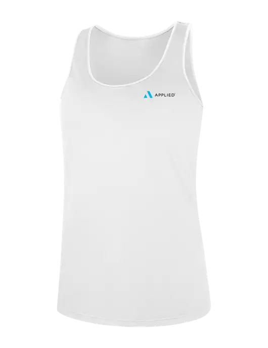 Womens White Perfect Tri Racerback Tank w/Applied Logo