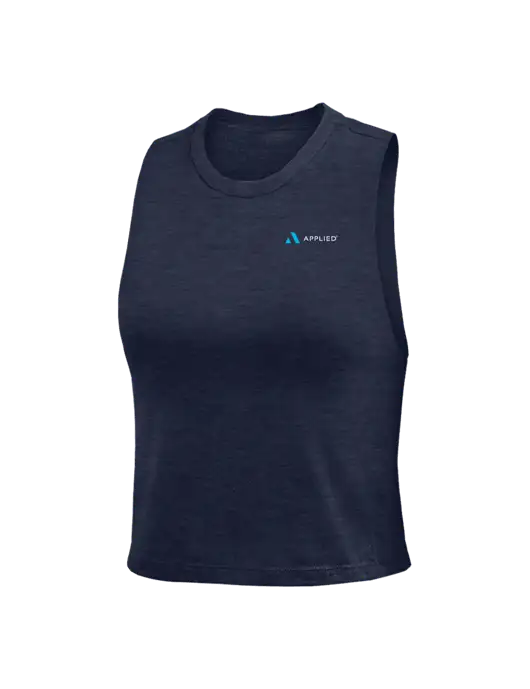 BELLA+CANVAS Womens Heather Navy Racerback Crop Tank  w/Applied Logo