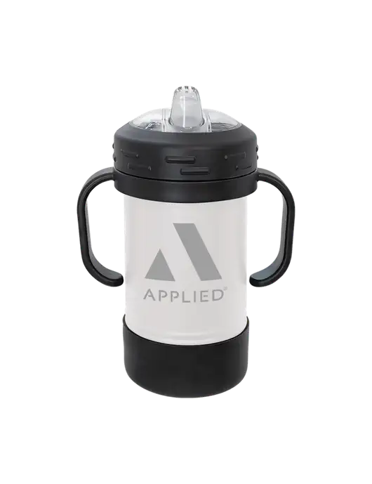 Polar Camel 10 oz Powder Coated White Sippy Cup w/Applied Logo