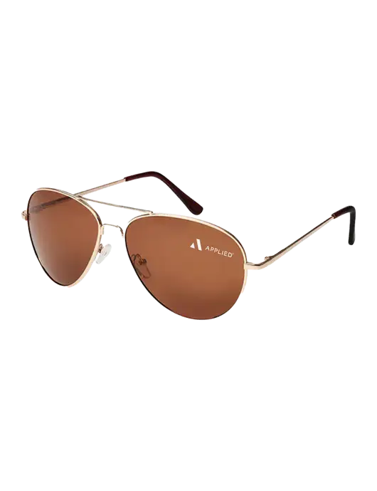 Aviator Coffee Brown with Gold Sunglasses  w/Applied Logo