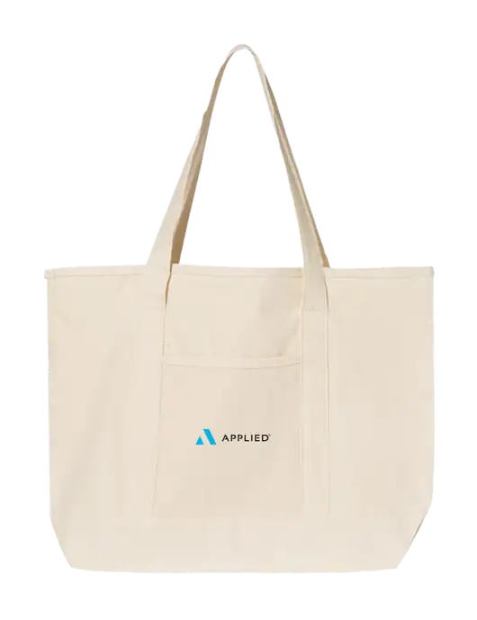 Natural Large Canvas Deluxe Tote w/Applied Logo
