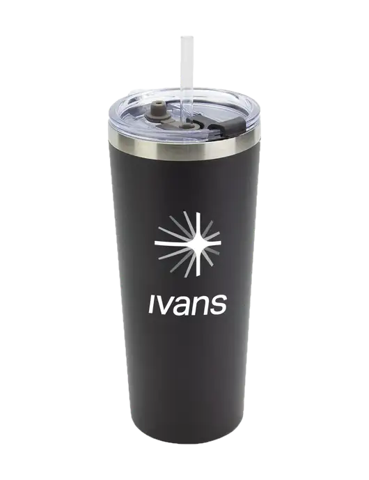 Brighton Black 20 oz Insulated Tumbler & Straw w/IVANS Logo