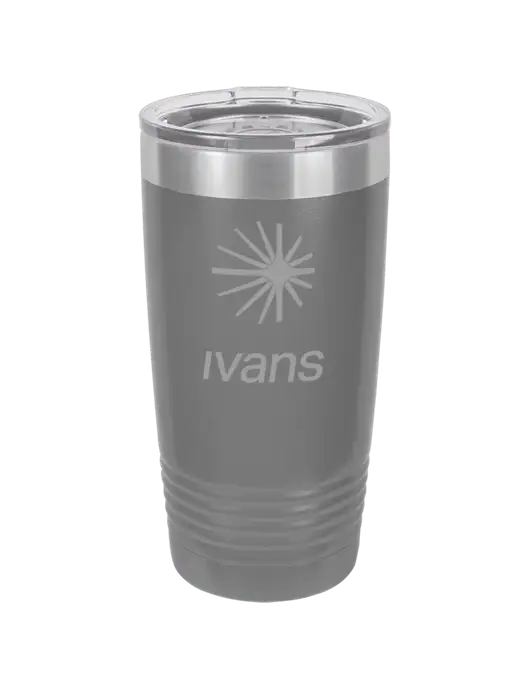 Polar Camel 20 oz Powder Coated Grey Vacuum Insulated Tumbler  w/IVANS Logo