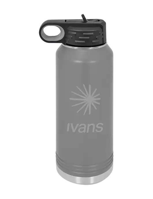 Polar Camel 32 oz Powder Coated Grey Vacuum Insulated Water Bottle w/IVANS Logo