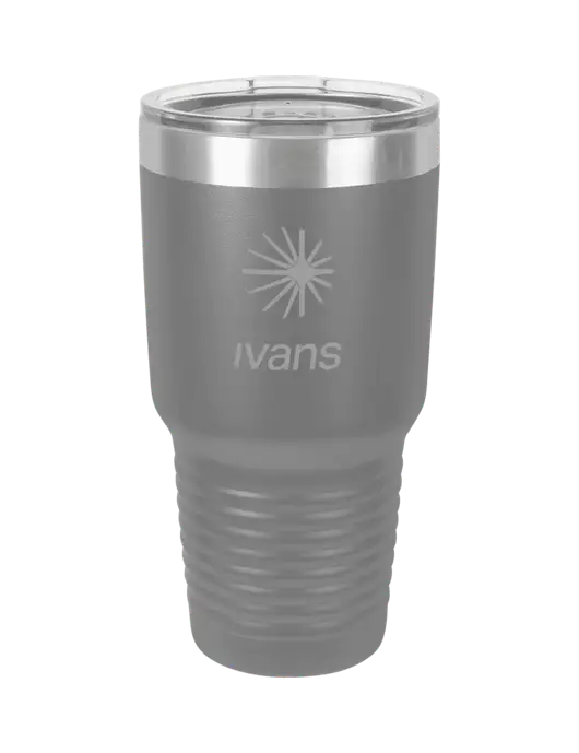 Polar Camel 30 oz Powder Coated Grey Vacuum Insulated Tumbler w/IVANS Logo