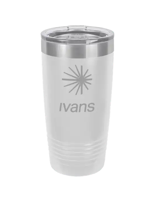Polar Camel 20 oz Powder Coated White Vacuum Insulated Tumbler  w/IVANS Logo
