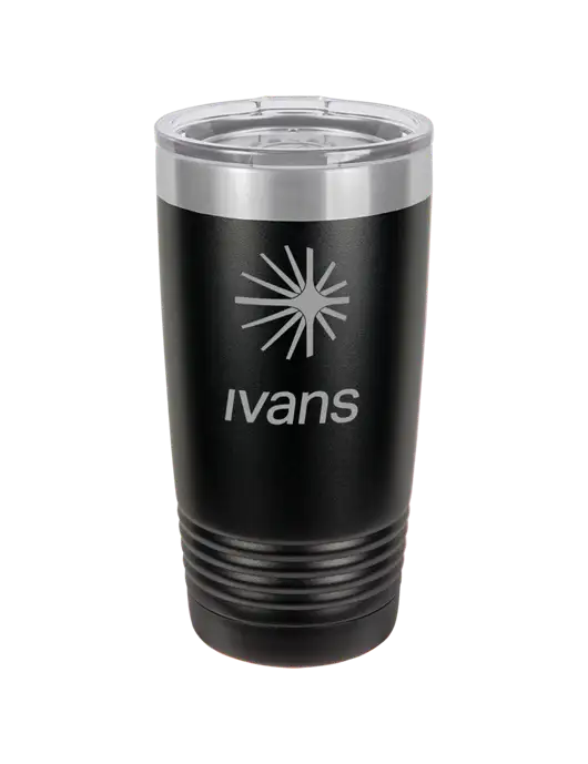 Polar Camel 20 oz Powder Coated Black Vacuum Insulated Tumbler w/IVANS Logo