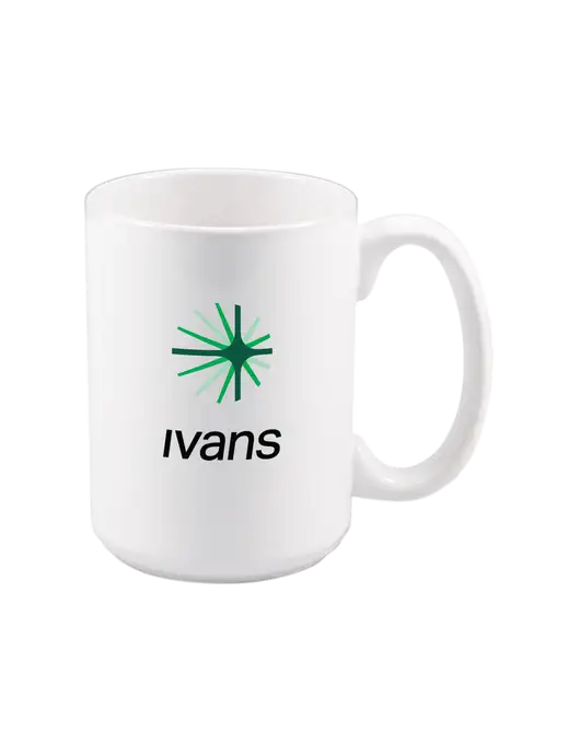 15 oz White Ceramic Mug w/IVANS Logo