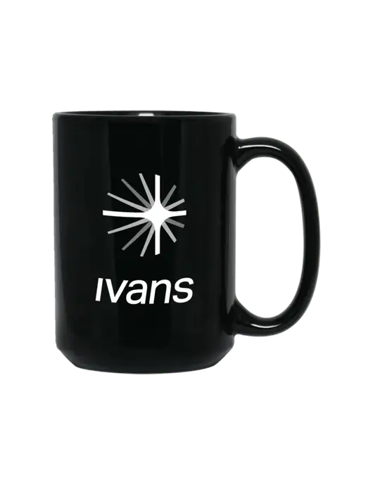 15 oz Black Ceramic Mug w/IVANS Logo