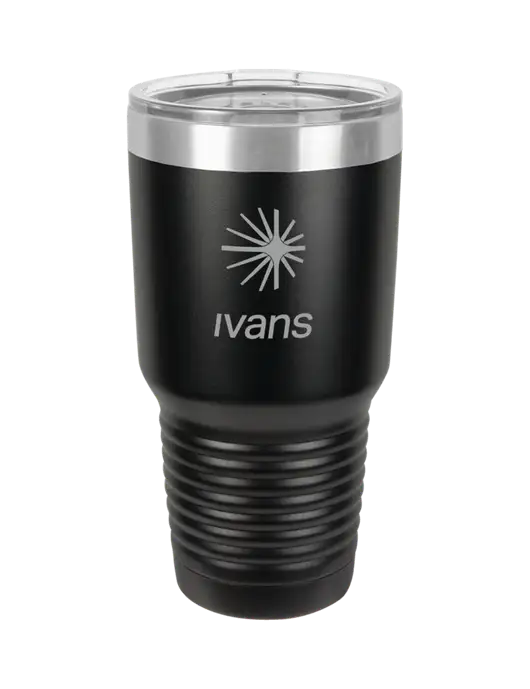 Polar Camel 30 oz Powder Coated Black Vacuum Insulated Tumbler w/IVANS Logo
