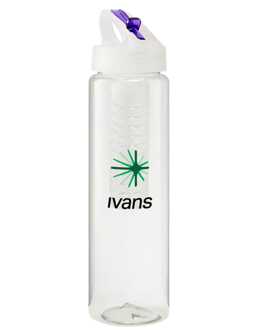 Buddy Infuser Purple 32 oz PET Bottle with Flip Lid w/IVANS Logo