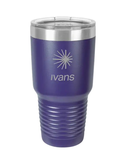 Polar Camel 30 oz Powder Coated Purple Vacuum Insulated Tumbler w/IVANS Logo