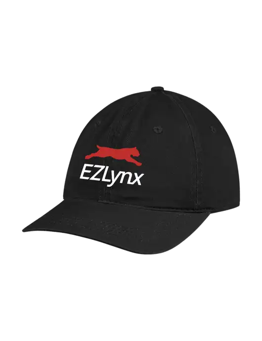 Garment Washed Unstructured Twill Black Cap w/EZLynx Logo