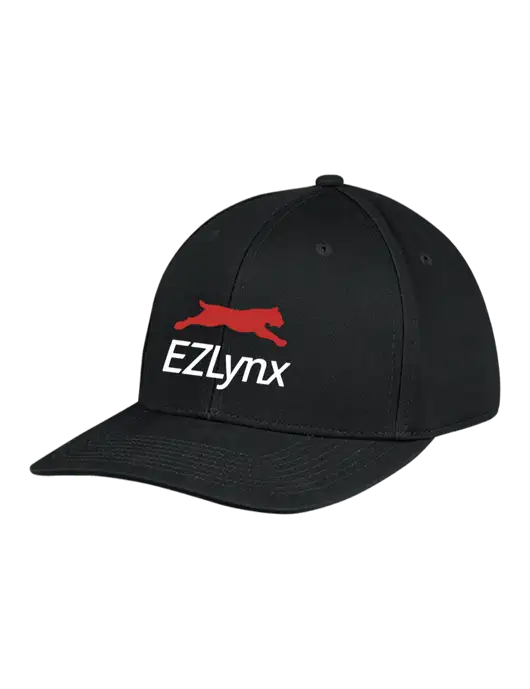 Premium Modern Structured Twill Black Snapback Cap w/EZLynx Logo