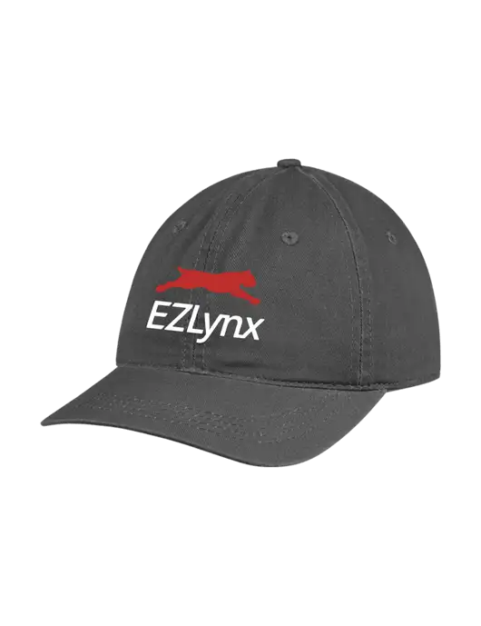 Garment Washed Unstructured Twill Charcoal Cap w/EZLynx Logo