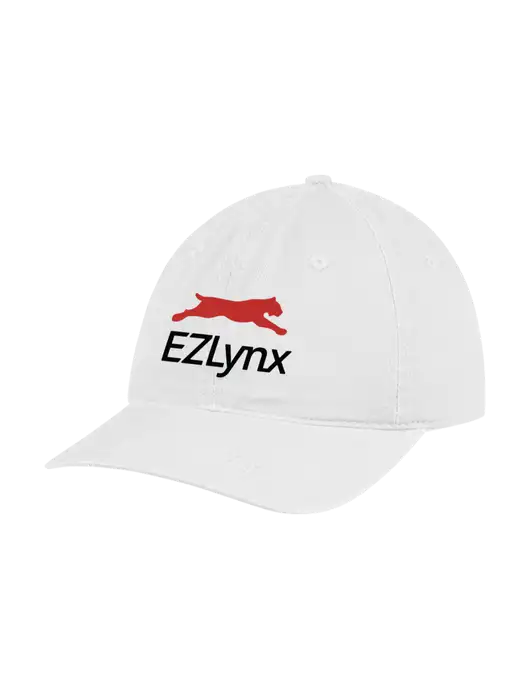 Garment Washed Unstructured Twill White Cap w/EZLynx Logo