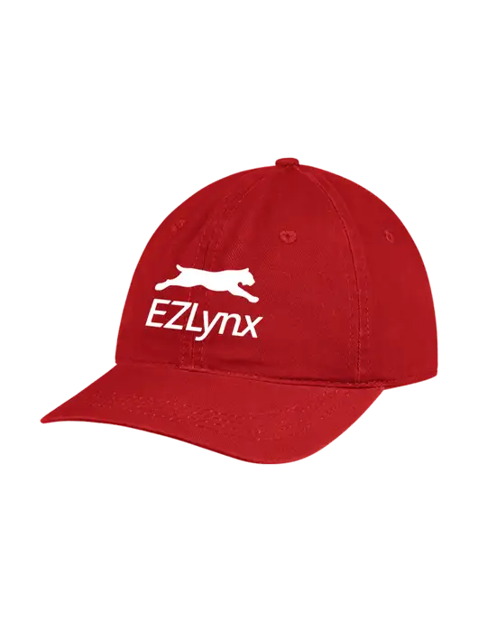 Garment Washed Unstructured Twill Red Cap w/EZLynx Logo
