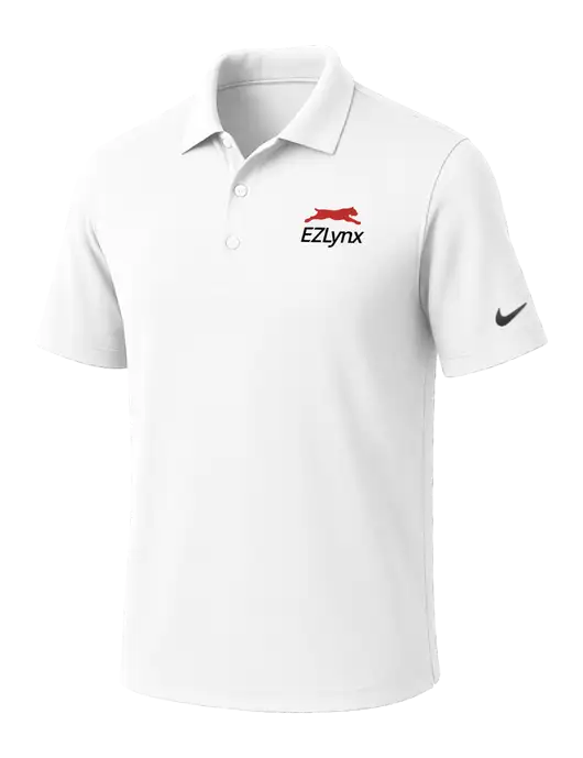 NIKE White Dri-Fit Micro Pique Polo w/EZLynx Logo