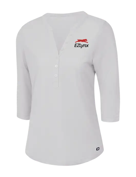 OGIO Bright White Jewel Henley w/EZLynx Logo