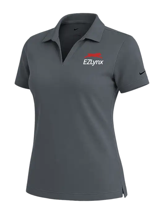 NIKE Dark Grey Womens Dri-Fit Micro Pique Polo w/EZLynx Logo
