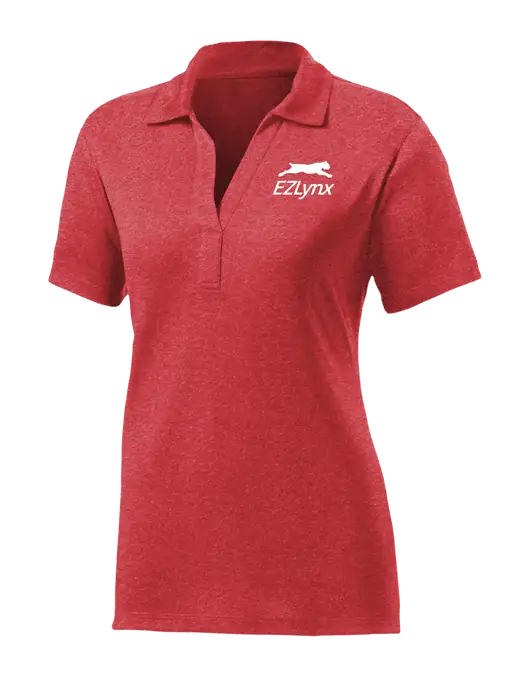 Womens Red Heather Contender Polo w/EZLynx Logo