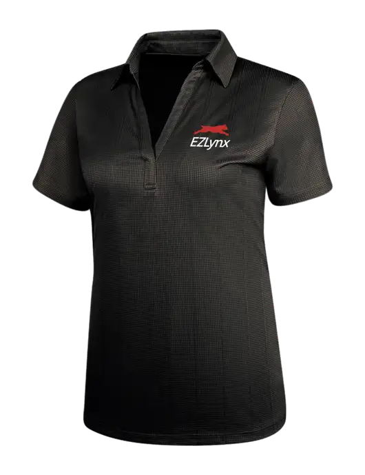 Black Womens Performance Fine Jacquard Polo w/EZLynx Logo