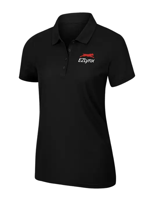 Womens Black Core Classic Pique Polo w/EZLynx Logo