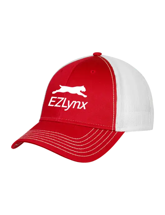 Red/White Mesh Trucker Cap Snap Back w/EZLynx Logo