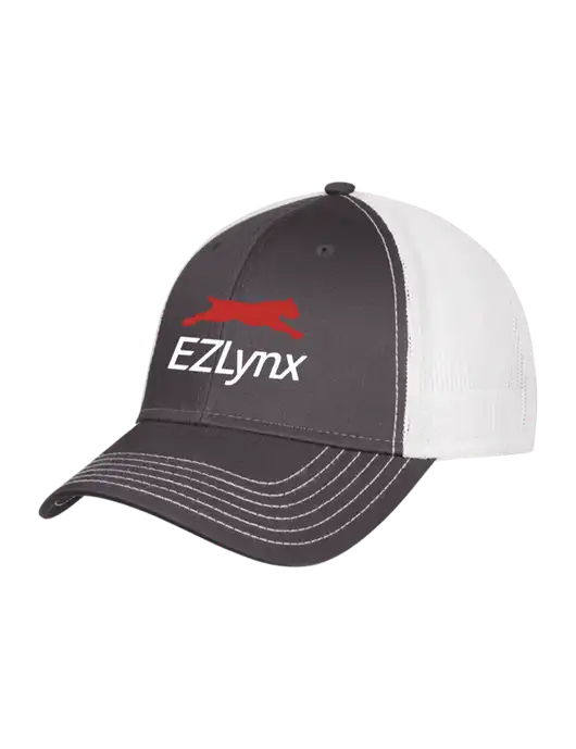 Dark Grey/White Mesh Trucker Cap Snap Back w/EZLynx Logo