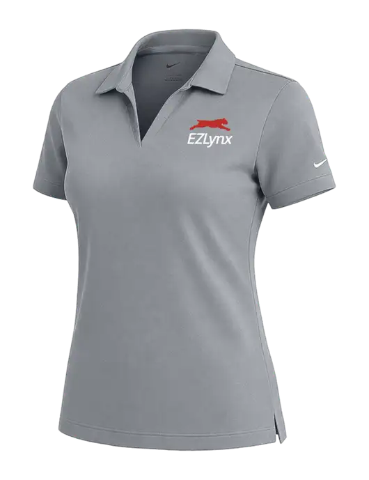 NIKE Medium Grey Womens Dri-Fit Micro Pique Polo w/EZLynx Logo
