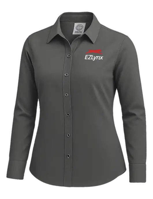 Brooks Brothers Womens Dark Grey Wrinkle-Free Stretch Nailhead Shirt w/EZLynx Logo