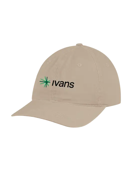 Garment Washed Unstructured Twill Tan Cap w/IVANS Logo