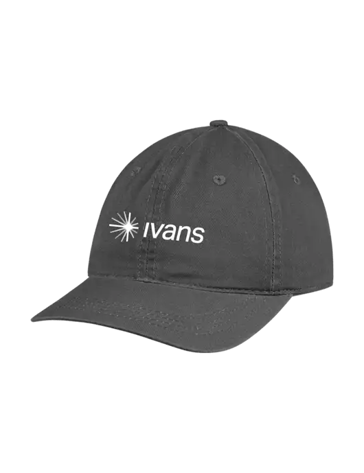 Garment Washed Unstructured Twill Charcoal Cap w/IVANS Logo
