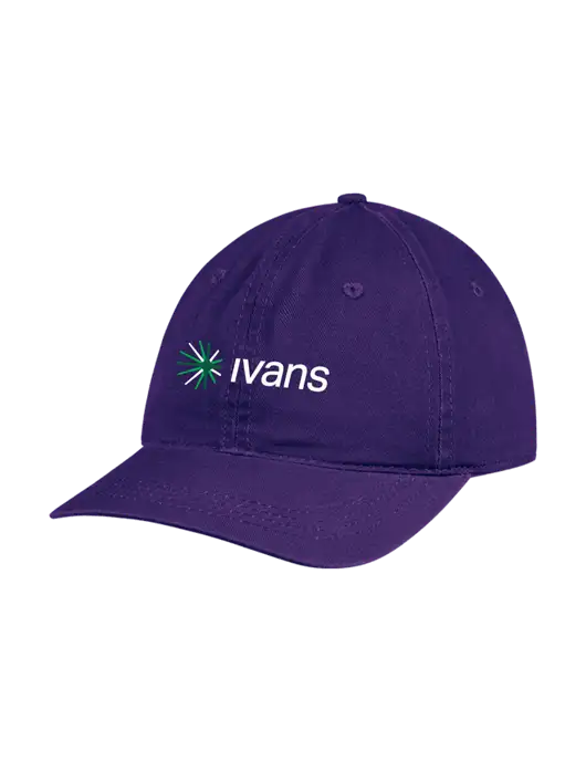Garment Washed Unstructured Twill Purple Cap w/IVANS Logo