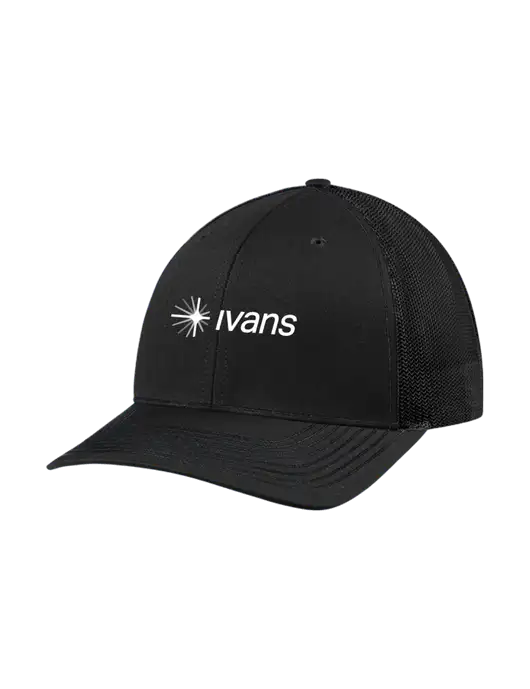 Richardson Adjustable Snapback Original 112 Trucker Cap Black w/Black Mesh w/IVANS Logo