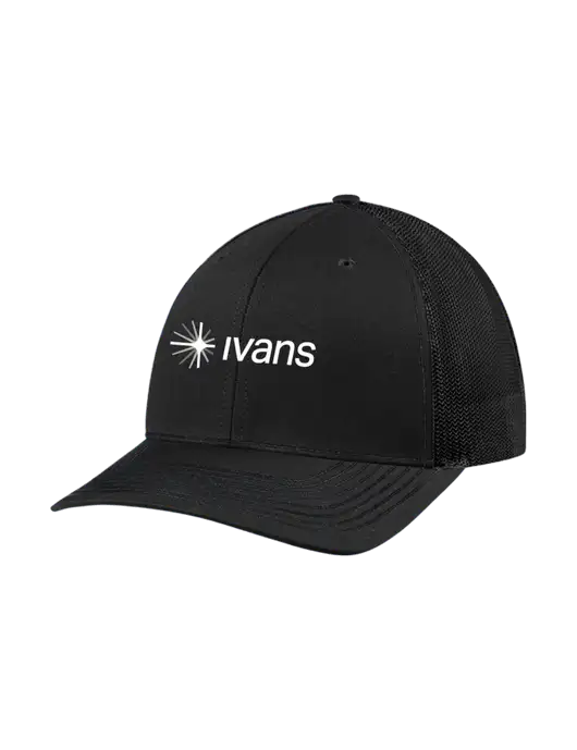 Richardson Adjustable Snapback Original 112 Trucker Cap Black w/Black Mesh w/IVANS Logo