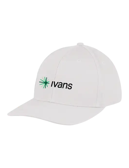 Premium Modern Structured Twill White Snapback Cap w/IVANS Logo