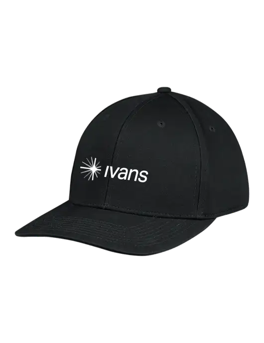 Premium Modern Structured Twill Black Snapback Cap w/IVANS Logo