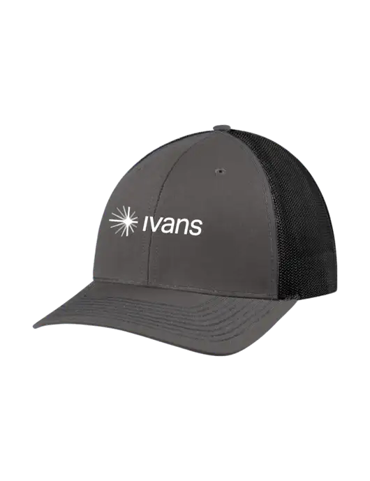 Richardson Adjustable Snapback Original 112 Trucker Cap Dark Grey w/Black Mesh w/IVANS Logo