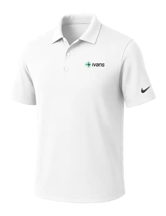 NIKE White Dri-Fit Micro Pique Polo w/IVANS Logo